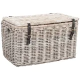 LebensWohnArt Truhe Rattan Truhe RESSY White Wash ca.80cm Couchtisch