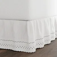 Fresh Ideas Bettvolant mit Ösen, gerüscht, klassisch, 35,6 cm Länge, Gerafftes Design, Queensize, Weiß
