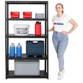 Proregal Schwerlastregal Steel Eagle HxBxT 180 x 100 x 40 cm Fachlast 130kg Schwarz Metall, Rechteckig, 100x180x40 Freizeit, Heimwerken, Werkstatt, Schwerlastregale