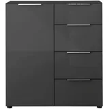 Möbel Boss Kommode Santorin 90 x 99 cm Anthrazit/Glas