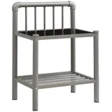 vidaXL Nachttisch Grau und Schwarz 45x34,5x62,5 cm Metall und Glas
