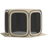 Outsunny Pop-up-Campingzelt Screen Tent klappbar Raumzelt mit Tragetasche, Mesh-Tür, Familienzelt Pavillon für 6 Personen, Camping, Garten, Terrasse, 340 x 300 x 220 cm, Khaki   Aosom