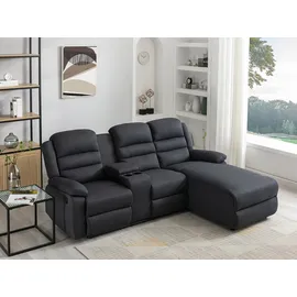 vente-unique Eckcouch Polyester 2-Sitzer Anthrazit