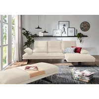 Ecksofa W.SCHILLIG "broadway, Designsofa mit tollem Sitzkomfort", grau (eisgrau z59), B:291cm H:94cm T:164cm, Longlife Xtra-Leder Z59: Glattleder mit modischer Prägung. Hautstärke 0, 9 - 1, 1 mm, Sofas, Sitztiefenverstellung, Kopfteil- & Seitenteilverstellung, Breite 291cm