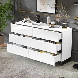 stilvora Sideboard 140 x 78,5 x 39,5 cm Weiß / Schwarz