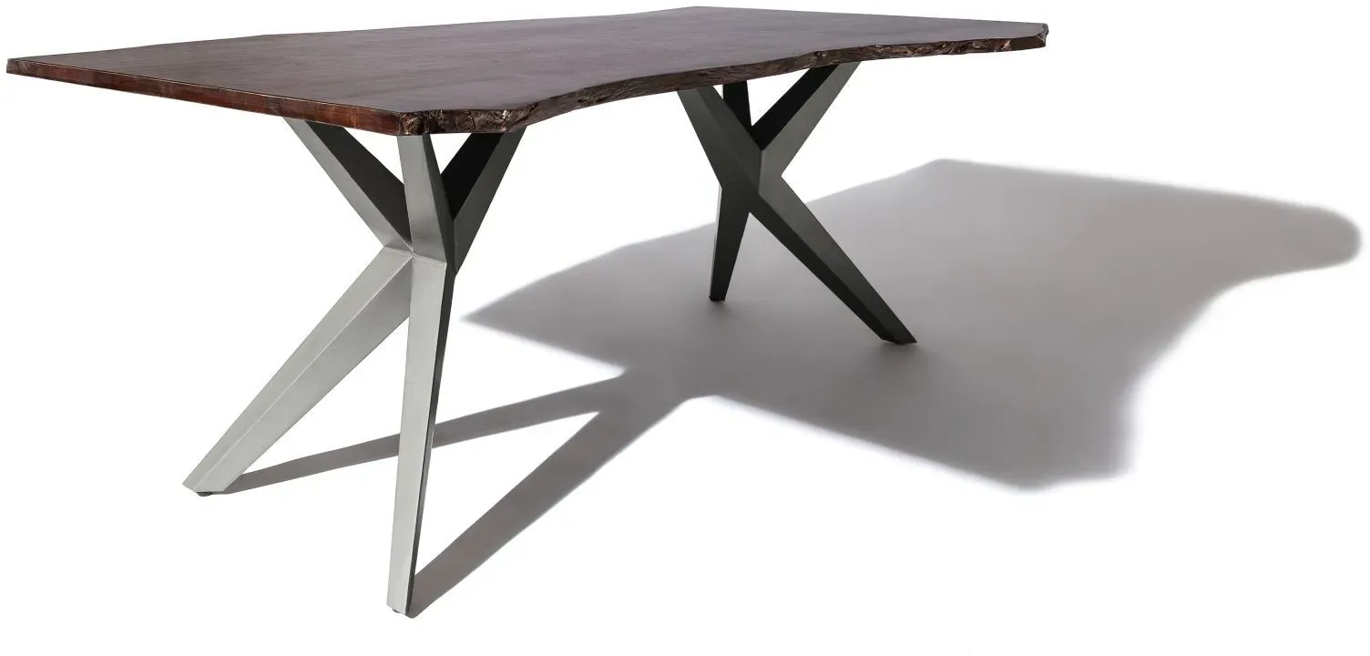 Baumtisch Akazie 140x90x76 braun lackiert Beine anthrazit glänzend FREEFORM 4 #15