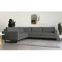 PLACES OF STYLE Ecksofa »Pinto, 250/290 cm, langer Schenkel, XXL, Ottomane«, Cord, Feincord, Luxus-Microfaser Leder und Chenille, schwarz