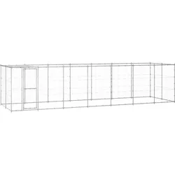 Outdoor-Hundezwinger mit Überdachung Verzinkter Stahl 16,94 m2