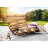 Chillroi® Ergonomische Doppelschwungliege XXL Saunaliege aus Akazienholz Gartenliege 120x150 in cm
