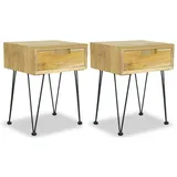 vidaXL Nachttische 2 Stk. 40x30x50 cm Teak Massivholz