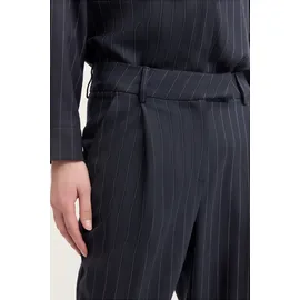 Bugatti Bundfaltenhose "elegant", Damen, Gr. 40, Normalgrößen, 390, marine, 63% Polyester, 34% Viskose, 3% Elasthan, unifarben, normal, Hosen, mit Nadelstreifen und Stretch