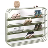 MYWIRE® Elegantes Schuhregal Metall ALVIER - Platzsparendes Schuhregal für Flur & Eingangsbereich, 4 Ebenen für bis zu 20 Paar Schuhe, Metall, vormontiert, 100 cm breit - Resedagrün