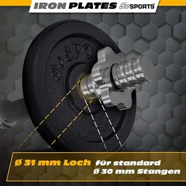 ScSPORTS Hantelscheiben Set Hantelscheibe 10 kg schwarz