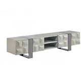 KAWOLA MARGO Lowboard 180/42/40 cm Grau/Edelstahl gebürstet
