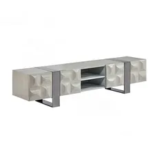 KAWOLA MARGO Lowboard 180/42/40 cm Grau/Edelstahl gebürstet