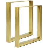 Magnetic Mobel 2 x Tischbeine aus Metall für Schreibtisch Esstisch, Möbelfüße Tischgestell Tischuntergestell Tischkufen (Gold | Profil 8x4 cm, 50x72 cm)