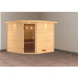 Karibu Sauna Leona LED-Dachkranz Natur