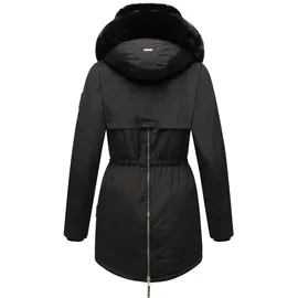 Navahoo Damen, Warmer Winterparka mit doppelter Kunstpelz-Kapuze Sweety Deluxe Black Gr. L - L