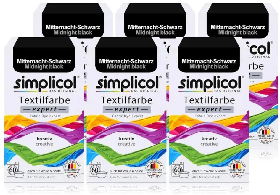 Simplicol Textilfarbe expert Mitternacht- Schwarz 150g 6er Pack