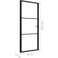 vidaXL Innentür ESG Glas und Aluminium rechts 93 x 201,5 cm schwarz