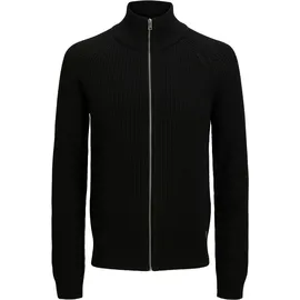 JACK & JONES Strickjacke »JJPANNEL KNIT ZIP CARDIGAN AW25«, schwarz