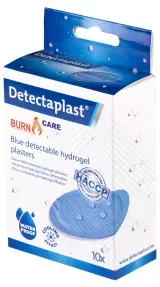 Detectaplast Hydrogel Pflaster, kühlend und detektierbar, HACCP-konforme Wundpflaster für die Anwendung in der Lebensmittelindustrie, Maße 48 x 68 mm, 10 Stück