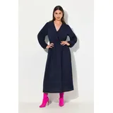 Ulla Popken Midikleid A-Linie Wickeloptik Blau 46/48