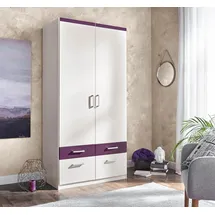 Priess Drehtürenschrank 94 x 193 x 56 cm Lila/Weiß