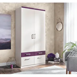 Priess Drehtürenschrank 94 x 193 x 56 cm Lila/Weiß
