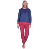 normann Kuscheliger Damen Frottee Schlafanzug Langarm mit Bündchen in toller Sterne Optik, Farbe:blau, Größe:36-38 - 36-38