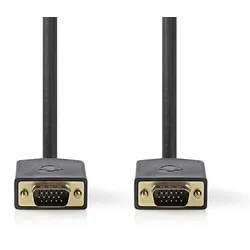 Nedis VGA-Kabel - VGA Stecker - VGA Stecker - Vergoldet - Maximale Auflösung: 1920x1200 - 2.00 m - Rund - ABS - Anthrazit - Verpackung mit Sichtfenster