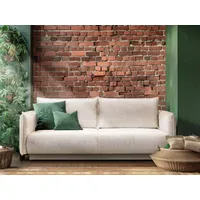 Möbel für Dich 3-Sitzer Bettsofa Schlafsofa Amalfi, bezogen mit Cord oder Strukturstoff, mit Bettkasten und großer Liegefläche beige
