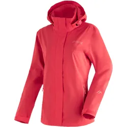 Outdoorjacke MAIER SPORTS "Metor rec W", Damen, Gr. 40, rot (hellrot), 100% Polyester, Jacken, Damen Regenjacke wasserdicht mit Kapuze, 2 Taschen außen, Innentasche