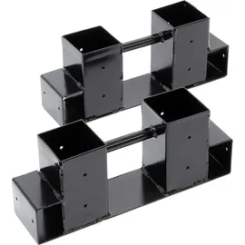 Wiltec Holzstapelhilfe Stahl 335 x 85 x 130 mm 2er Set Schwarz