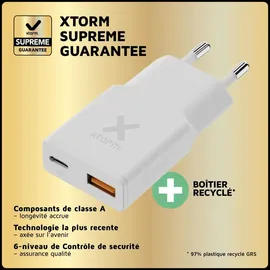 Xtorm Go2 SlimLine Wand-Ladegerät 33W 1x USB-C/ 1x USB-A weiß