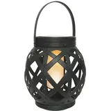 MARELIDA LED Solar Laterne Flammeneffekt Dekolaterne flackernd H: 16cm schwarz