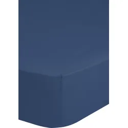 Spannbettlaken GOOD MORNING "Jersey Spannbettlaken", blau (denim), B:140cm L:200cm, Jersey, Obermaterial: 100% Baumwolle, Laken, 100% Baumwolle, Jersey, Rundumgummi, bis 25 cm höhe, 90/100x200, Weiß