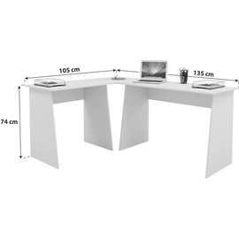 VCM Eckschreibtisch Masola weiß / Sonoma Eiche