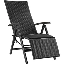 Tectake Rattanstuhl Brisbane 58 x 77 x 113 cm schwarz