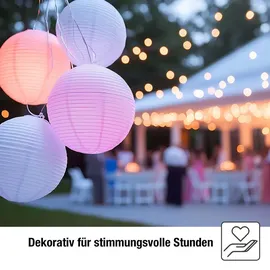 Hellum LED Lampion 5x30cm Nylon 15 Farboptionen inkl. Fernbedienung Weiß