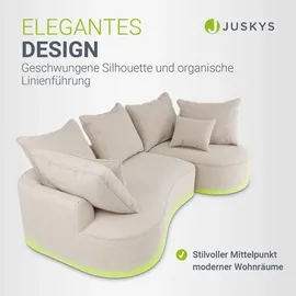 Juskys Sofa Tirano - Ecksofa L-Form, inkl. Kissen, 4-Sitzer Eckcouch, Bouclé Creme &