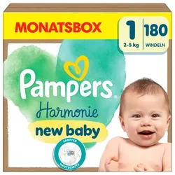 Pampers Harmonie Gr.1 Newborn, 2-5 kg, Monatsbox (1x180 Windeln), 1 (2-5 kg)