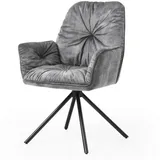 Livetastic Armlehnstuhl, Grau, Textil, Drehkreuz, 61x90x59 cm, Sitzfläche 360° drehbar, Esszimmer, Stühle, Esszimmerstühle, Armlehnenstühle