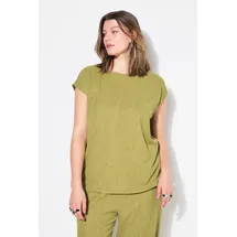 Studio Untold T-Shirt Top oversized Krepp Glitter-Effekt Gelb/Grün 54-56