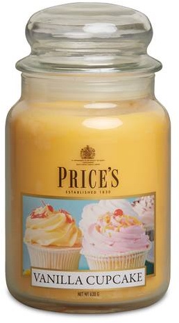 Prices Candles: Große Duftkerze 630g - Vanilla Cupcake (Apothekerglas) - mit sehr langer Brenndauer (1 Stück)