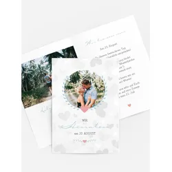 Hochzeitskarten Einladungen selbst gestalten mit Spruch und Fotos im Onlinedesigner bei Meine-Kartenmanufaktur.de