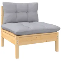 vidaXL 2-Sitzer-Gartensofa mit Grauen Kissen Massivholz Kiefer