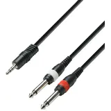 Adam Hall Cables 3 STAR YWPP 0300 Y-Kabel 2 x Klinke TS auf Miniklinke TRS | 3 m