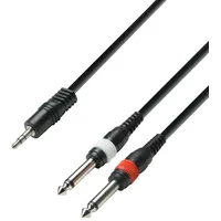 Adam Hall Cables 3 STAR YWPP 0300 Y-Kabel 2 x Klinke TS auf Miniklinke TRS | 3 m