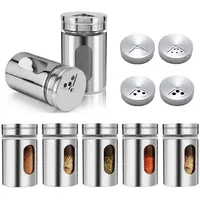 Luxuskollektion Gewürzstreuer Edelstahl Rund Glas 3 Streugrößen 8cm
